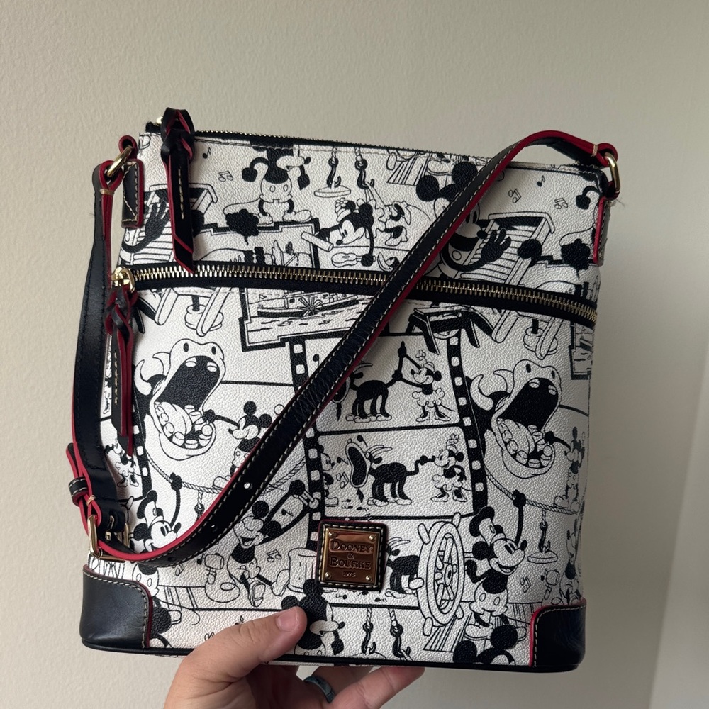 Dooney and Bourke Disney Steamboat Willie cartoon roll crossbody/shoulder bag
